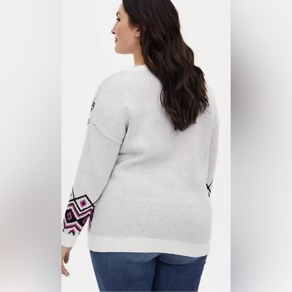 Torrid Ivory Fair Isle Crew Neck Pullover - Picture 8 of 8